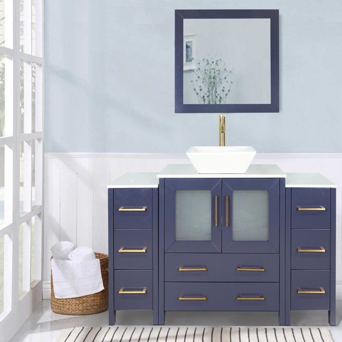 Wade Logan® Karson 54'' Single Bathroom Vanity with Engineered Marble